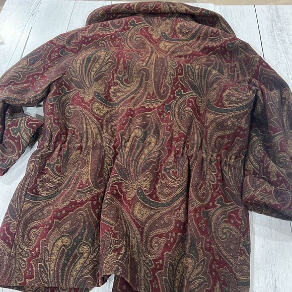 Liz Sport Jacket Womens Large Paisley Business Casual Vintage Blazer Trench - Picture 6 of 8